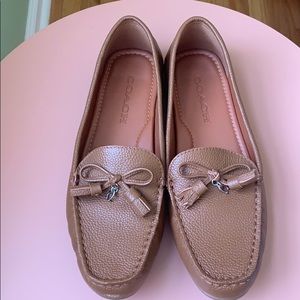 COACH Womens Gia Leather Loafer in Saddle